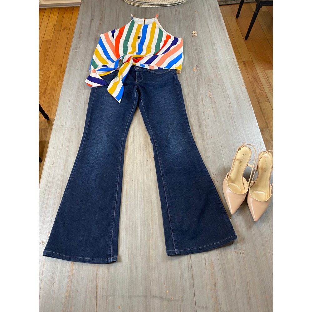 Paige Holly Petite Flare Jeans Dark Wash Blue Denim Size 26 Made in USA - Picture 16 of 16